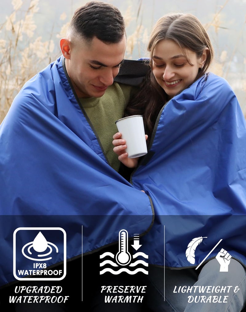 DUKUSEEK Outdoor Waterproof Stadium Blanket, XL Large (79x56) Hooded Stadium Blankets with Fleece,Portable,Warm Outside Blankets for Cold Weather, Camping, Sports, Beach, Football, Festivalsâ€¦ - Image 2